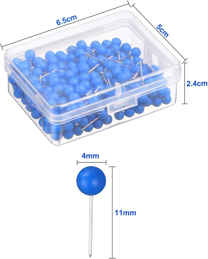 WILLBOND 500 Pack Map Push Pins Map Tacks Small Round Head Push Pins Thumb Tacks - Image 3