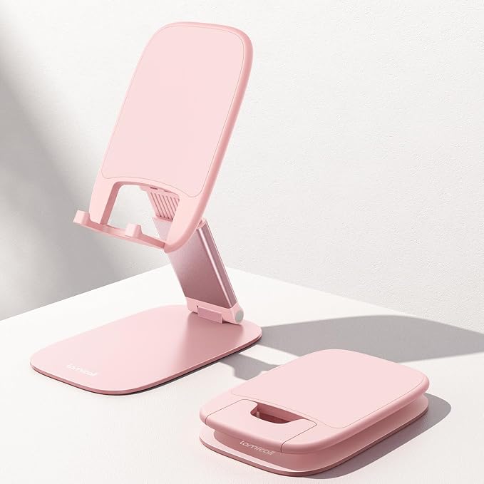 Lamicall Pink Desk Accessories for Women, Cute Rose Gold Phone Stand Holder for by Lamicall