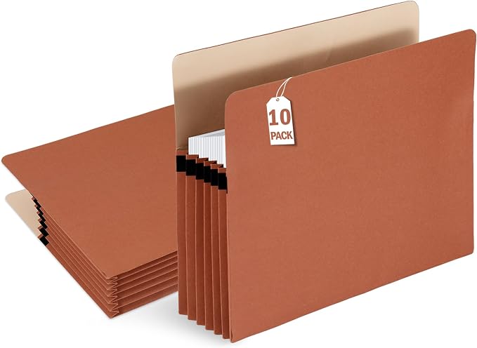 VZCPYTPM 10 Packs Expanding File Pockets, 5-1/4"" Expandable Folder Bag by OfficeSuppliesDirect