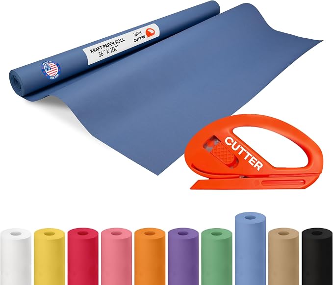 Blue Kraft Paper Roll 36" x 1200" by IDLPackaging