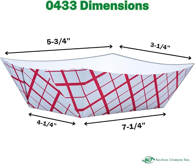 Southern Champion Tray 0433 #1000 Southland Paperboard Red Check Food Tray - Image 7