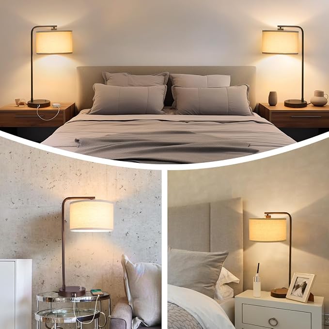 25" Tall Table Lamp with USB C+A Ports, Fully Stepless Dimmable Modern - Image 7