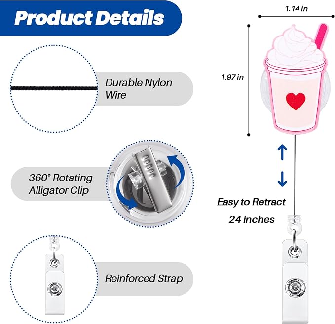 Funny Iced Coffee Nurse Badge Reel, Cute Retractable ID Badge Holder, Name Tag - Image 2