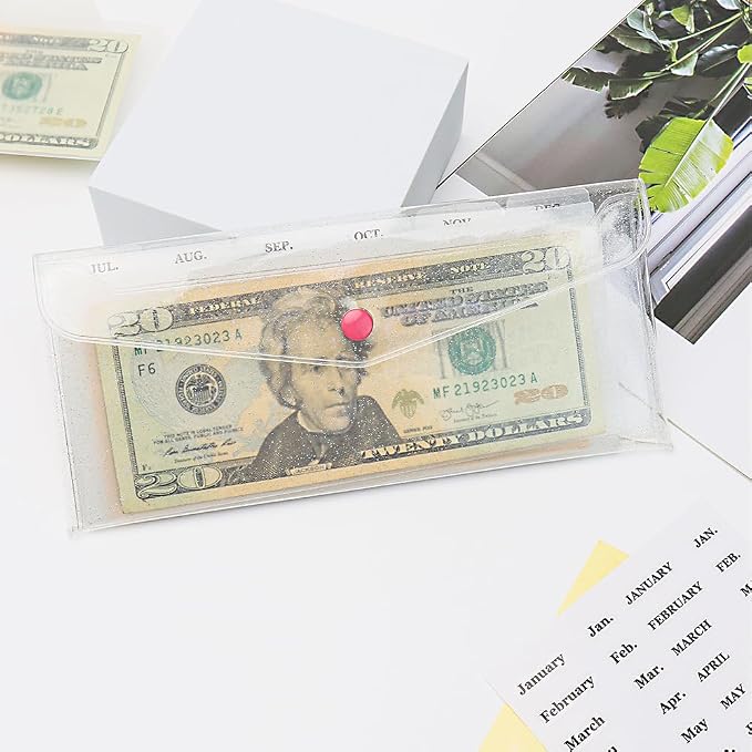 Cash Envelope Wallet PVC Transparent Budget Wallet Money Pocket Dividers - Image 8