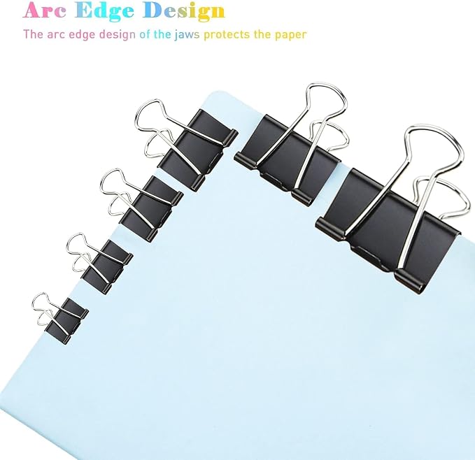Binder Clips, 144 Pack, 1 Inch, Standard 25mm, Metal Paper Clips, Fold Clamp - Image 5