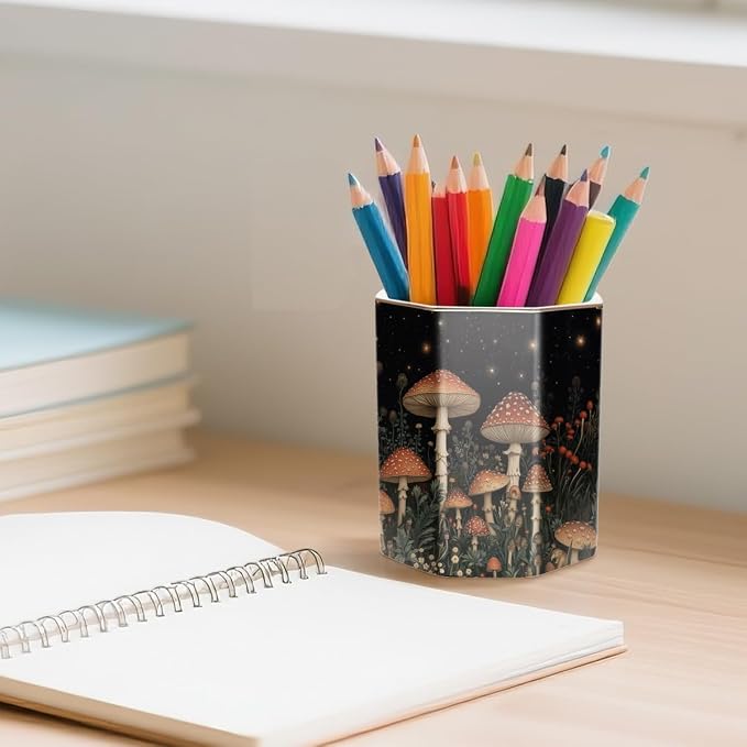 Ceramic Mushroom Pen Holder for Desk Cute Stand Gold Pencil Cup Pot Desk - Image 4