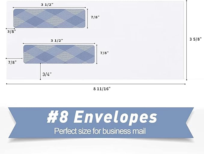 1000#8 Self Seal Business Envelopes, PANDRI No.8 Double Window Design - Image 2