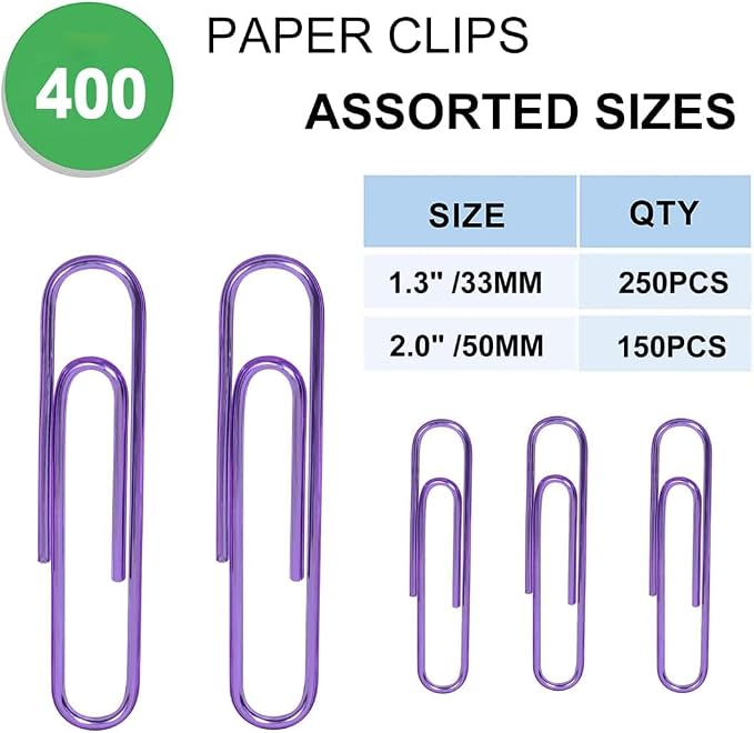 Vinaco Purple Paper Clips, Rustproof Coated Paper Clips - Image 2