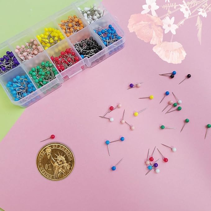 600 PCS Colored Push Pins Map Tacks, Colorful Round Push Pin, Map Tacks Marking - Image 2