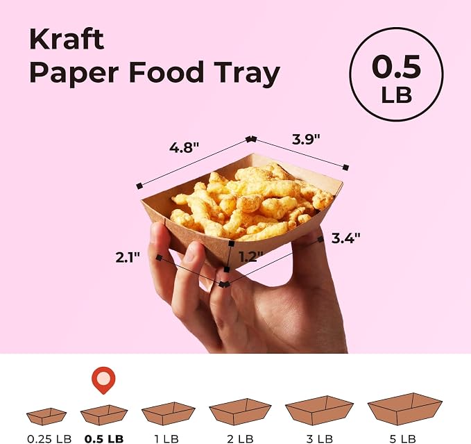 Fit Meal Prep [250 Pack 0.5 lb Paper Food Boats Heavy Duty Disposable Food Trays - Image 2