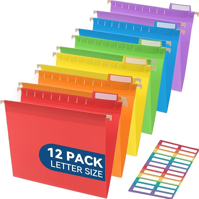 SortRax Plastic Hanging File Folders, Sturdy & Tear-Resistant, Letter Size by SortRax
