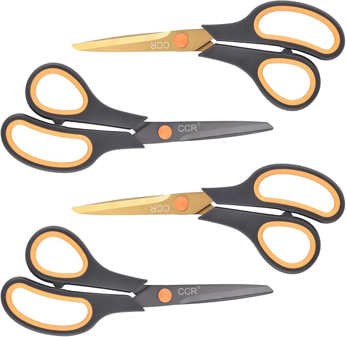 CCR Scissors 8 Inch Soft Comfort-Grip Handles Sharp Titanium Coating Blades - Image 7