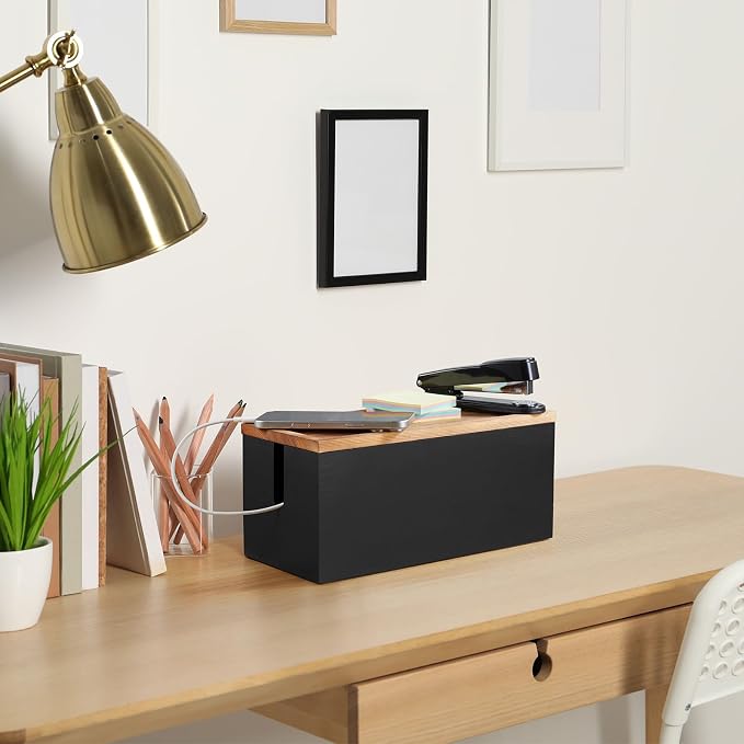 Bivvclaz Cable Management Box Medium, Wooden Cord Organizer Box - Image 7