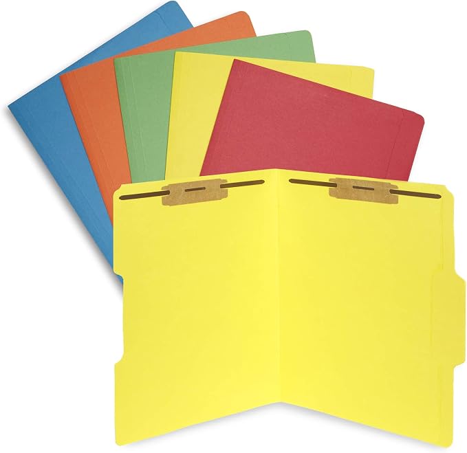 50 Assorted Color Fastener File Folders by BlueSummitSupplies