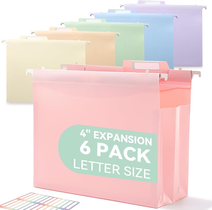 SortRax Plastic High Capacity Hanging File Folders, Side-Sealed Pocket by SortRax