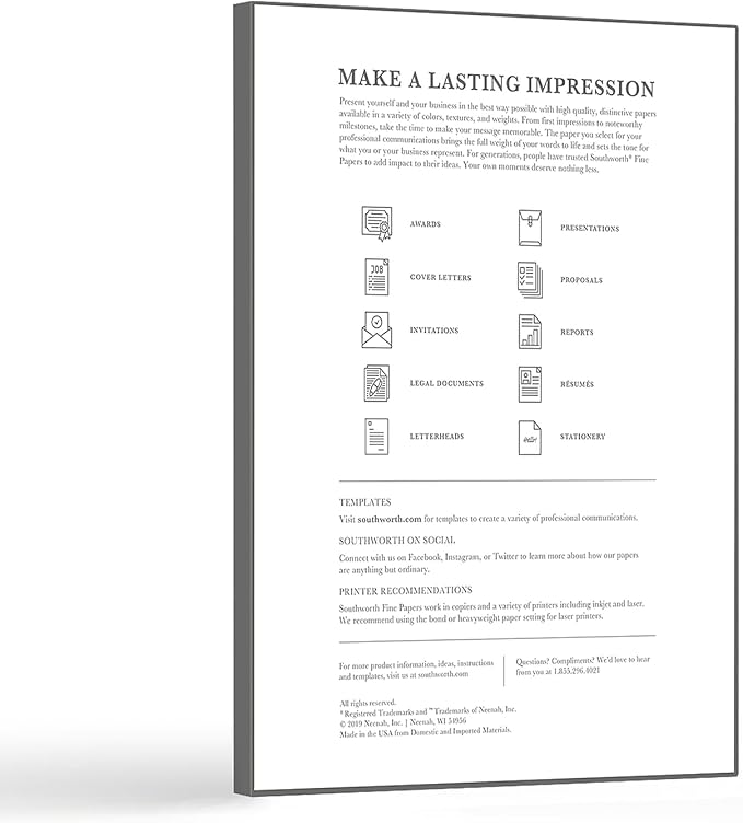 Southworth® 100% Cotton Résumé Paper, 8 1/2" x 11", 24 Lb, 100% Recycled - Image 3