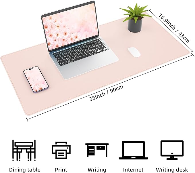 AFIING Cork Desk Mat, Rose Pink, 31.5" x 17", Desk Pad Protector | Dual-Sided - Image 2