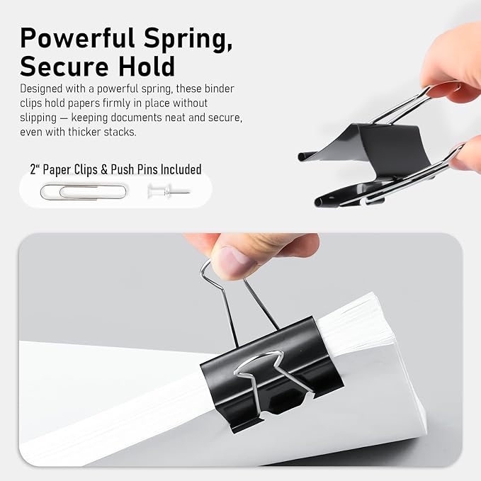 408 PCS Binder Clips Paper Clamps Assorted Sizes and Push Pins, Binding - Image 6