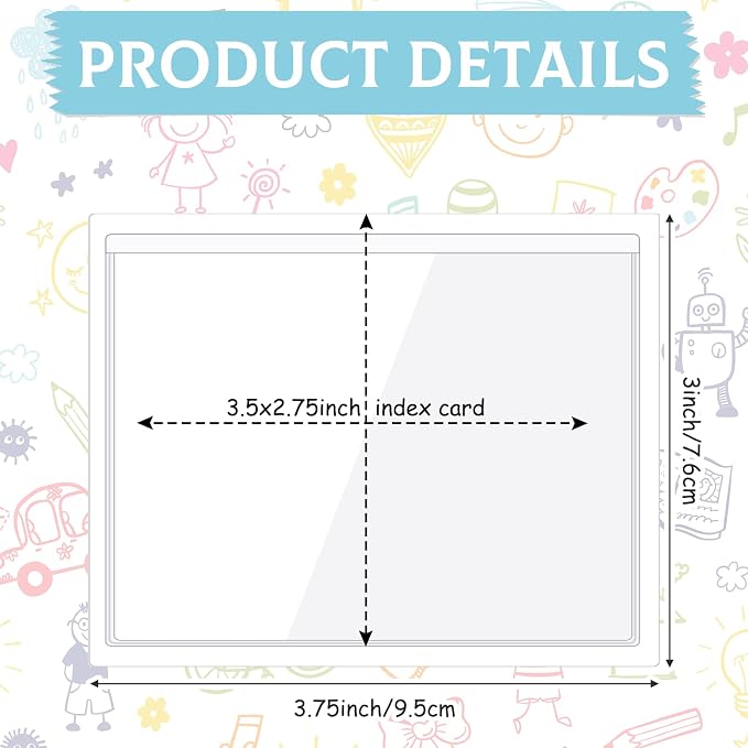 Glenmal 50 Pcs Self Adhesive Index Card Pockets Clear Label Holder Plastic - Image 3