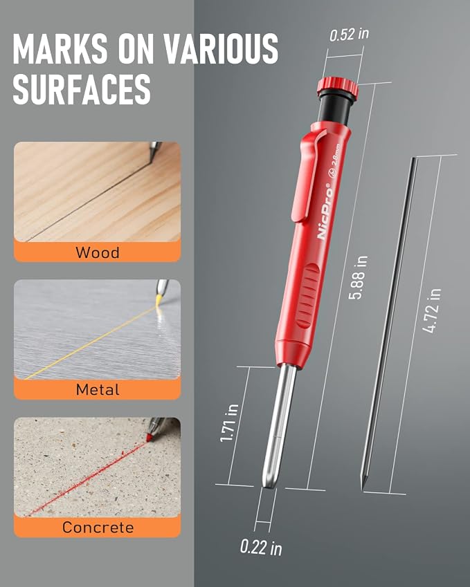 Nicpro 6 Pack Carpenter Pencil - Image 4