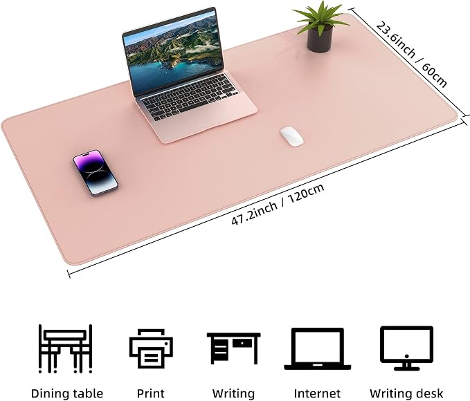 AFIING Cork Desk Mat 47" x 23.6", Dual-Sided Natural Cork & PU Leather Desk Pad - Image 2