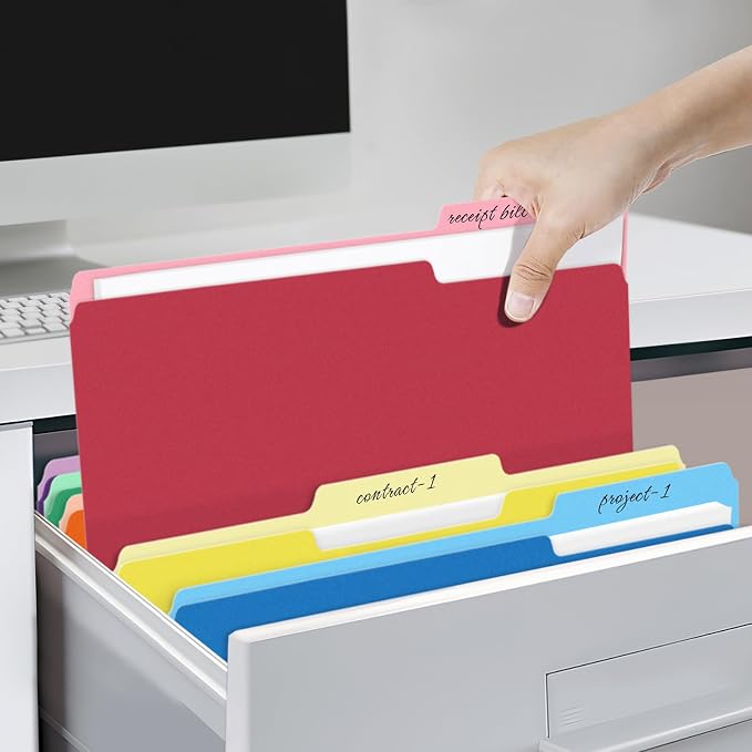 SUNEE File Folders, 120 Pack Manilla Folders 8.5 x 11, Colored File Folders - Image 7