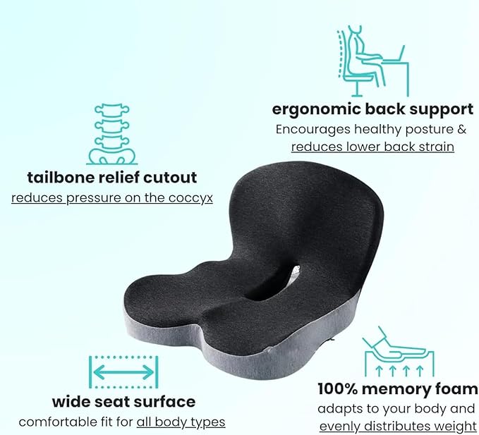 Orthopedic Cushion, Ergonomic Memory Foam L-Shaped Integrated Seat Cushions - Image 4