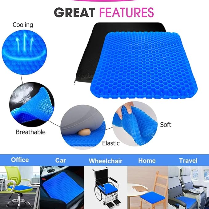Extra Large Gel Seat Cushion for Long Sitting Pressure Pain Relief | 17x17inch - Image 4