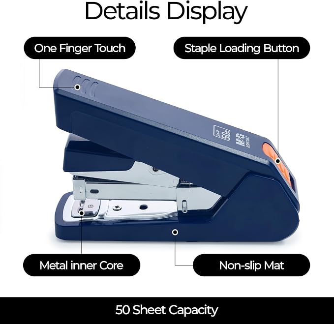 M&G Effortless Stapler 50 Sheet Capacity One-Touch Stapling, Heavy Duty Desktop - Image 7