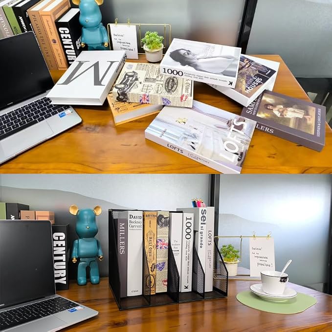 2 Set Desk Organizers, Metal Desk Magazine File Holder and 1 Pen Holder - Image 4
