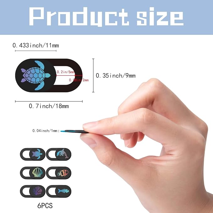 6Pcs 6 Styles Cute Camera Cover Slide Camera Privacy Covers Sea Animal Design - Image 2