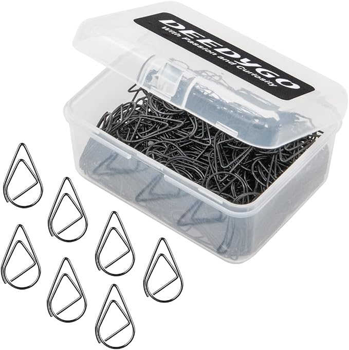 DEEDYGO 250 PCS Black Paper Clips Teardrop Paperclips, 1 Inch | Stainless Steel by DEEDYGO