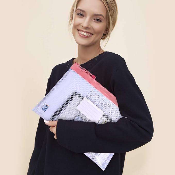 Wisdompro Zipper Pouch, 4 Packs Durable Letter Size Waterproof Mesh File Bag - Image 9
