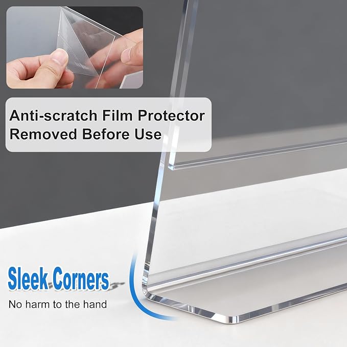 6 Pack Acrylic Sign Holder 8.5 x 11, L-Shape Clear Plastic Display Stand - Image 4
