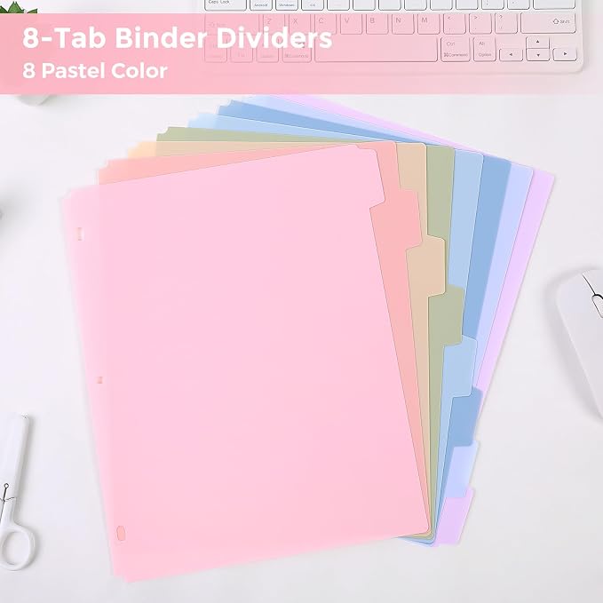SKYDUE Durable Plastic 8-Tab Dividers, Big Tab Dividers - Image 4