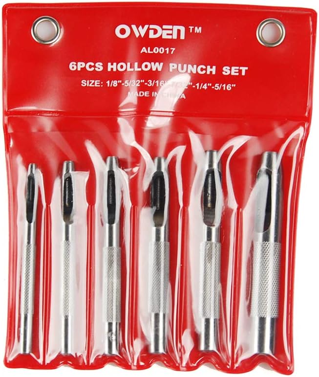 OWDEN 6 Pieces Hollow Hole Punch Set, Leather Punch Tools, - Image 2