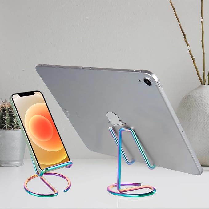 ROPOSY Cell Phone Stand for Desk, Cute Metal Rainbow Cell Phone Stand Holder - Image 3