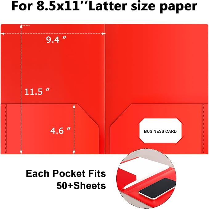 HABGP Plastic Folders with Pockets, 6 Color Heavy Duty Two Pocket Folder - Image 2