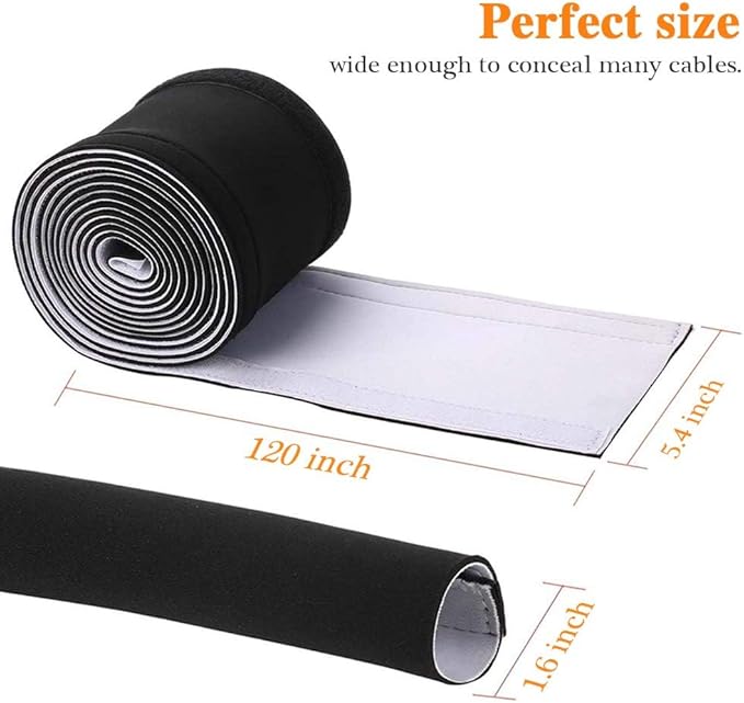 120" Neoprene Cable Management Organizer, Reversible Flexible Cuttable DIY Hole - Image 2