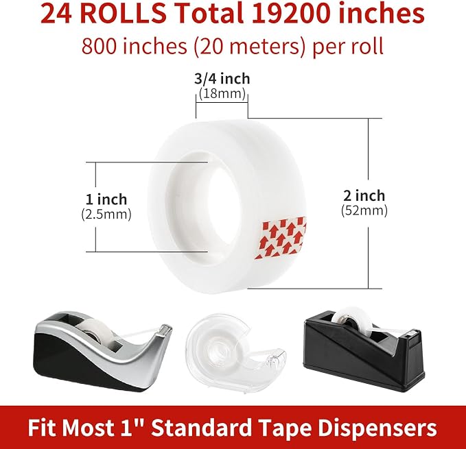 24 Rolls Invisible Tape Refills - Image 2