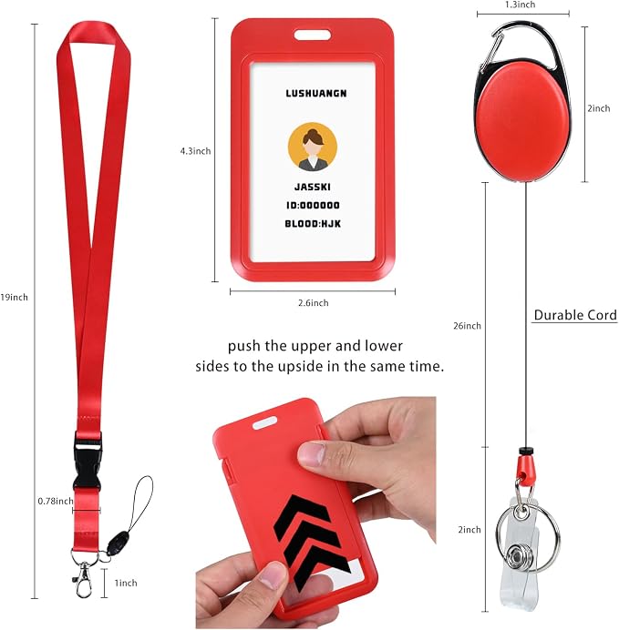 Red Badge Holder and Retractable Reels, Lanyard - Image 2