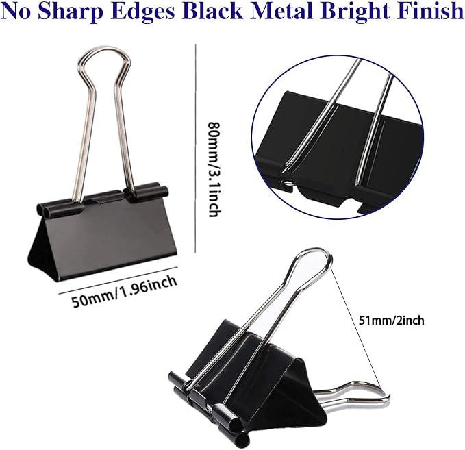 Large Binder Clips 2 Inch, Extra Large Binder Clips Big Paper Clamps Giant Clips - Image 2