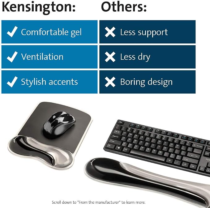 Kensington Mousepad and Wrist Rest, Gel Pillow, 11-2/5"Wx17-7/10"Lx1-7/10"H - Image 8