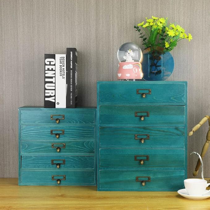 GoooodGIFT Large Wooden Drawers Rustic Desk Organizers and Accessories Wooden - Image 7