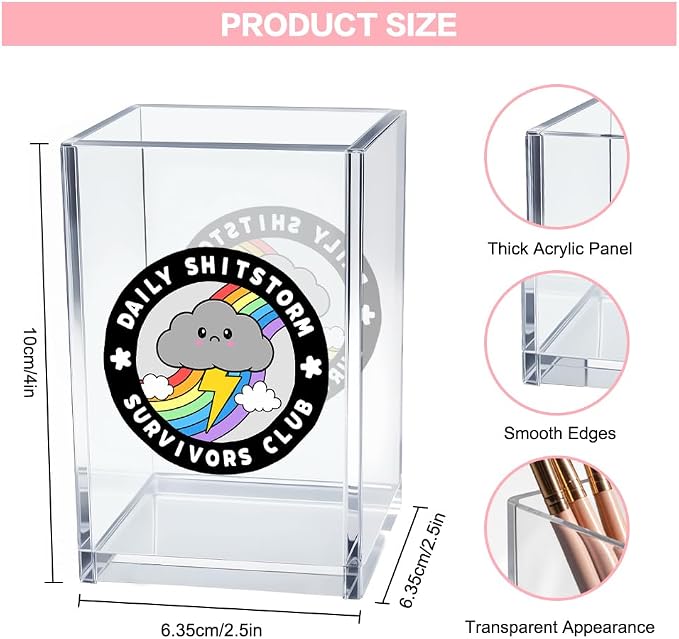 Daily Sh!tstorm Survivors Club Acrylic Cosmetic Pencil Pen Holder Cup, Funny - Image 2