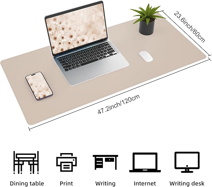 AFIING Cork Desk Mat 47" x 23.6", Dual-Sided Natural Cork & PU Leather Desk Pad - Image 3