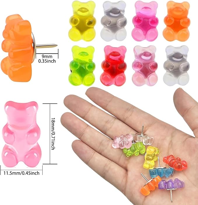 25Pcs Gummy Bear Cute Decorative Push Pins, Bulletin Board Tacks, Cork Board - Image 4