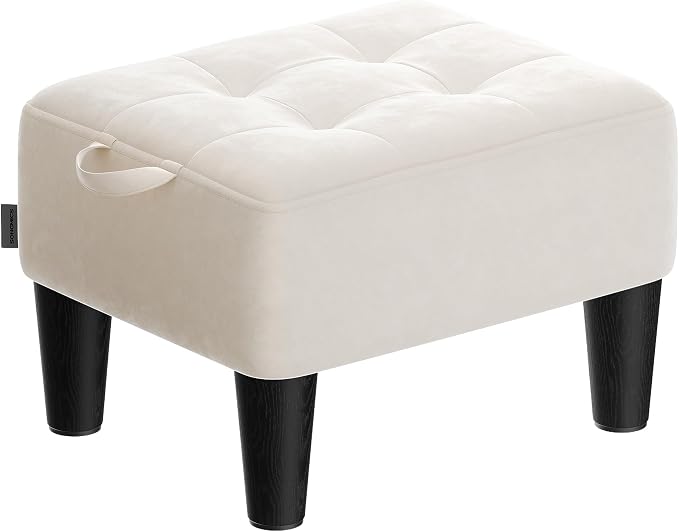 SONGMICS Foot Stool with Legs, Small Footstool Ottoman, Velvet Seat with Thick by Unknown