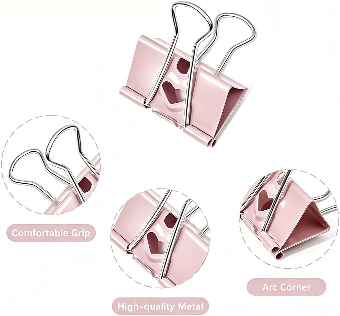 BAYTORY 48Pcs Pastel Binder Clips, 1 Inch Medium Binder Clips, - Image 3