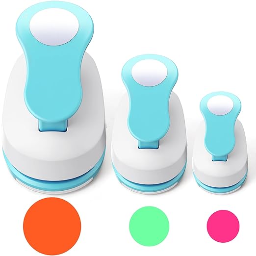 Chengu 3 Pack Craft Paper Punch Circle 2, 1 and 5/8 Inch Punch Paper Punchers by CHENGU